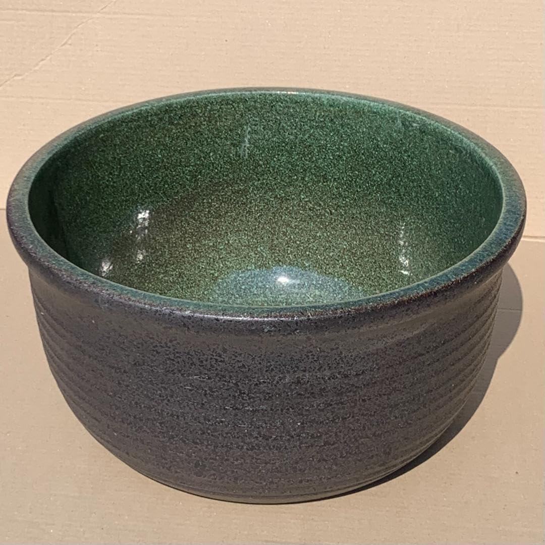 直径42㎝ 訳あり特価》睡蓮鉢 14号 浅型 黒 内側グリーン 輸入品